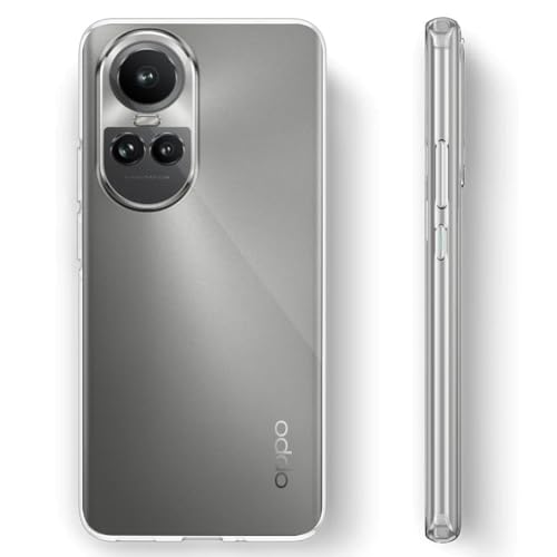 Image of Fashionury Crystal Clear Case for Oppo Reno 10 5G / Reno 10 Pro 5G | Yellowing Resistance | Transparent TPU Silicone | Raised Camera Lips | Slim Transparent Cover