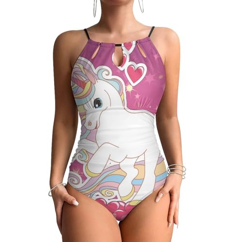 Maillots de bain une pièce femme rose licorne beachwear monokini contrôle ventre