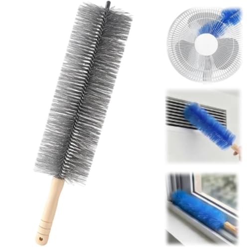 Image of Fan Cleaning Brush with Bendable Microfiber Head, Reusable Dusting Brush for Fan Blades, Window Blinds, Air Conditioner Vents, Ceiling Fans, Car Vents and Hard-to-Reach Areas, Grey