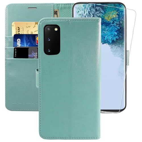 Étui portefeuille Galaxy S20 FE 5G cuir rabat protection RFID porte-carte menthe