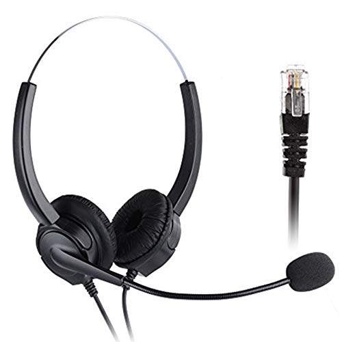 PChero 電話ヘッドセット CiscoシリーズIP電話ヘッドフォン 有線 マイク付き固定電話用ヘッドセット 携帯 販売 保険 病院 通信事業者 RJ9四つピンコネクタ付 電話対応ヘッドフォン「両耳」