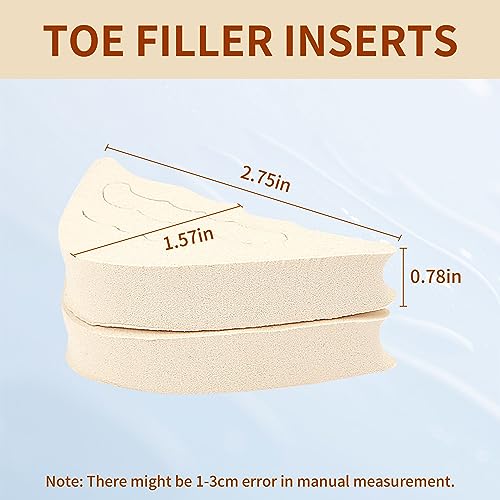 Image of Toe Filler 6 Pairs Adjustable and Reusable Toe Plug Soft Foam Toe Pads Comfortable and Convenient Toe Inserts to Relieve Discomfort Black and Beige (3 Black+3 Beige)