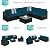 Best Choice Products 7-Piece Modular Outdoor Sectional Wicker Patio Conversation Set w/ 2 Pillows, Coffee Table, Cover Included - Black/Peacock