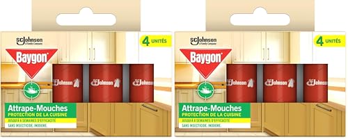 Baygon® Rubans Attrape-Mouches à Suspendre, 4 Rubans (Lot de 2)