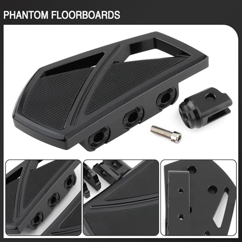 Image of Motorcycle Floorboards Phantom Front Foot Pegs Footrest for Harley Softail 2018-2024 Fat Boy Street Bob Low Rider Sport Glide Slim Fatbob Breakout 114 (Black)