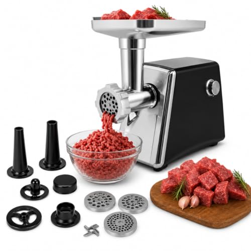 Tritacarne Elettrico Professionale 2000W, 2 Lame in Acciaio Inox, 3