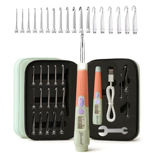 Yarniss Counting Crochet Hooks Set 18 Size Light Up Crochet Hooks for Stitch & Row Counter 2.0mm-14.0mm