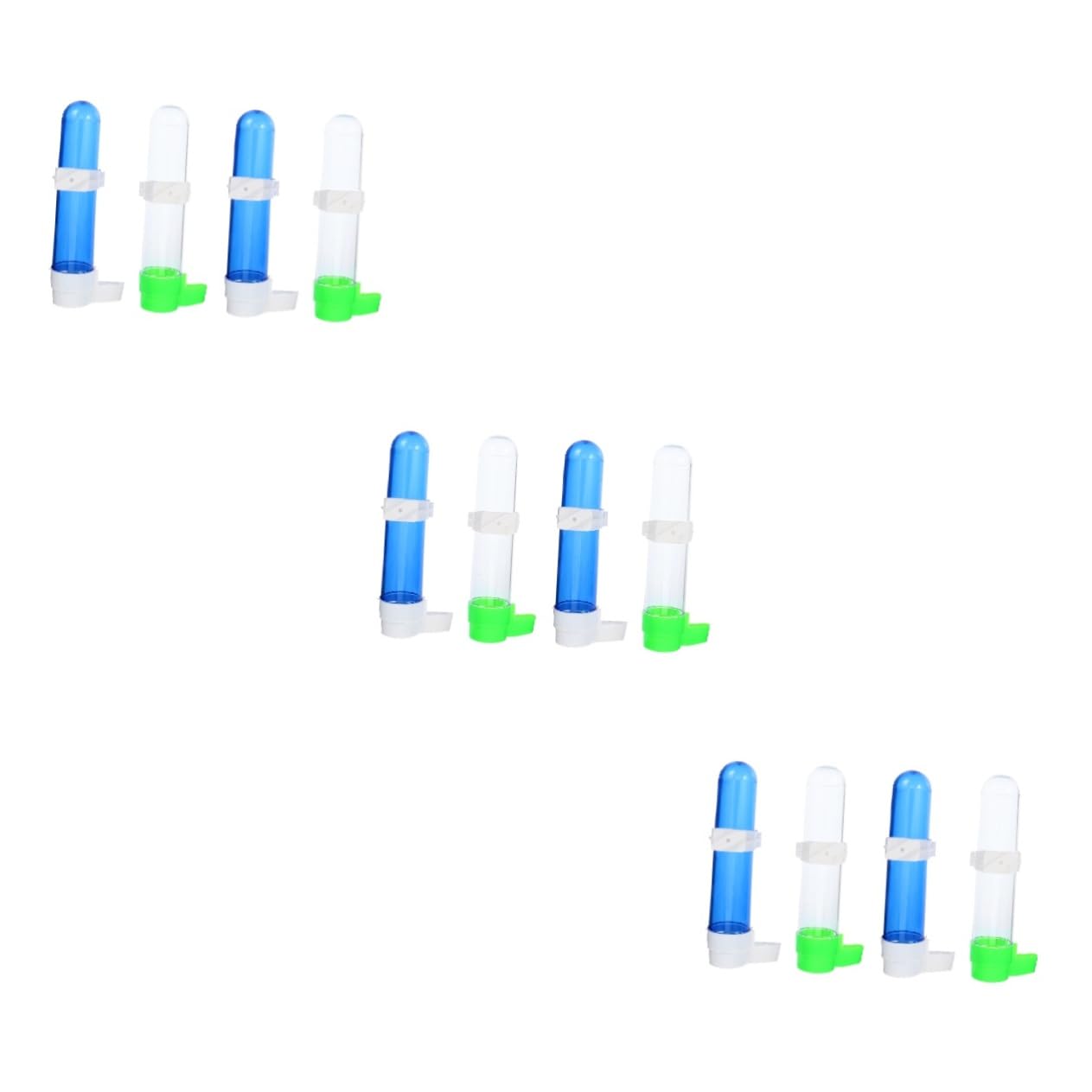 12pezzi Abbeveratoio Automatico Per Uccelli Plastica Distributore Per Pappagalli Facile Da Installare e Sicuro Da Bottiglie Trasparenti Con Base Bottiglie Con Base Bianca