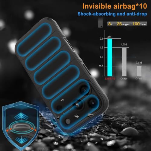 Image of ShieldTech AirGuard Series Back Cover Case for Apple iPhone 17 Pro Max | Microfiber Lining | Airbag Cushion Drop Protection | Shockproof Silicone Cover | Anti Slip Grip - Black for iPhone 17 Pro Max