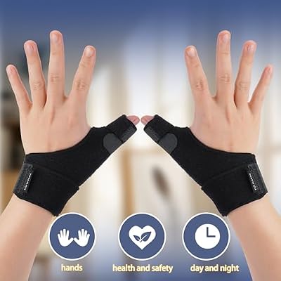 Trigger Thumb Splint,Adjustable Thumb Spica Support Stabilizer Brace for Pain,Sprains, Arthritis,Tendonitis,Fit Right or Left(Black)