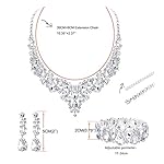 Udalyn Crystal Bridal Jewelry Sets for Women Necklace Earrings Bracelet Set for Wedding Rhinestone Bridesmaid Choices fit with Wedding Dress - Image 3