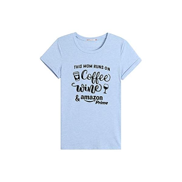 Fanfly Mom Coffee Wine Shirt Women Short Sleeve Funny Graphic Casual Summer Tunic Tops