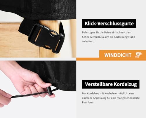 Dokon Gartenliege Abdeckung mit Belüftungsöffnungen Wasserdicht Winddicht UV-Beständiges Schwerlast 600D Oxford Gewebe Schutzhülle für Sonnenliege Liegestuhl Deckchair (200x75x40/70cm) - Schwarz