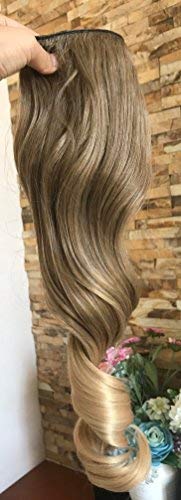 17 Inches One Piece Half Head Wavy Curly Ombre Clip in Hair Extensions 120grams (Medium ash brown to blonde) - Thumbnail 3