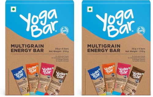 Image of Yoga Bar Multigrain Energy Bar | 2x Nuts & Seeds, 2x Chocolate Chunk Nut, 1x Orange Cashew, 1x Vanilla Almond | Made with 100% Natural Ingredients & No Preservatives (Pack of 12, 35g Each)