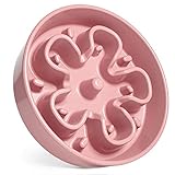 LE TAUCI Ceramic Slow Feeder Dog Bowl, Dog Feeder Dog Food Bowl, Fun Feeder Slow Bowl, Puppy Bowl, Puzzle Feeders, Bloom Pink