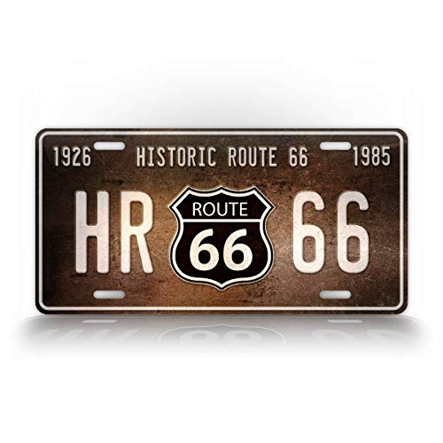 SignsAndTagsOnline Rustic Historic Route 66 License Plate 1926-1985 Mother Road HR 66 Auto Tag