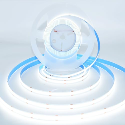 Image of COB Strip Lights,DC12V 16.4ft /5m Super Bright Dimmable 32000LM LED Light Strips, Non-Waterproof 1600 LEDs Ribbon Light, More Evener Lighting Than SMD Strip Lights (Daylight White 6500K)