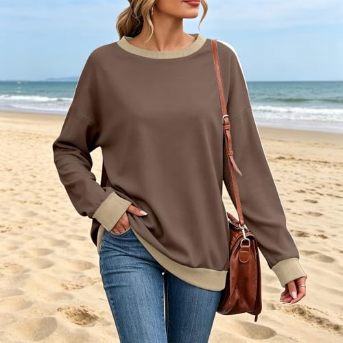 Sweat-shirt col rond manches longues pull tunique ample décontracté - 2