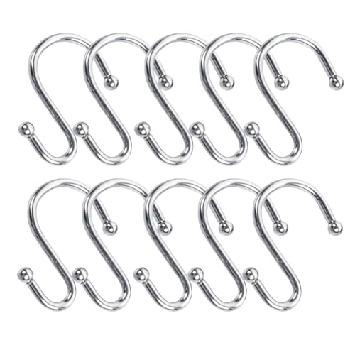 S Hooks Shower Curtain Hooks - Rust Proof Shower Curtain Rings for Bathroom,10Pcs YueLvoe S Shaped Decorative Shower Curtain Hooks Hangers for Bathroom Curtains Clothing Towels