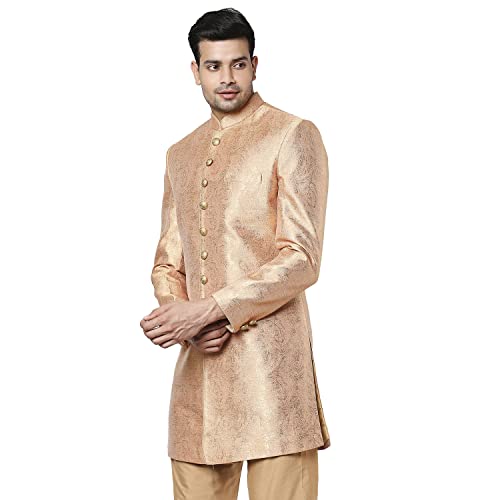 Image of Ethnix Men's Poly 67% /Viscose 33% Jaquard Indowestern Jacket