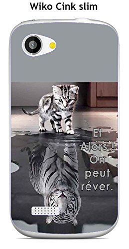Onozo Coque Wiko Cink Slim Design Chat Tigre Blanc Et Alors !