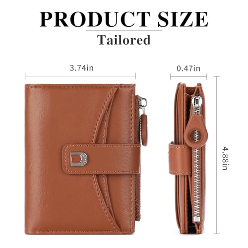 Image of Small Wallets for Women Vegan Leather Bifold Card Holder with Zipper Pocket