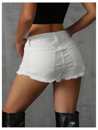 Floerns Women's Raw Hem Jean Skirt Low Waist Button Front Y2k Denim Mini Skirts3