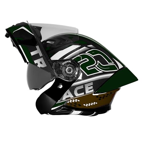 Image of Steelbird SBA-20 Trace ISI Certified Flip-Up Graphic Helmet for Men and Women with Inner Silver Sunshiled