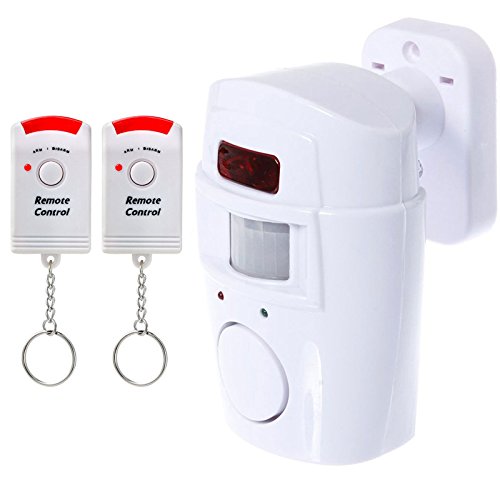 Tech Traders ® Wireless Pir Motion Sensor Alarm + 2 Remote Controls Shed Home Garage Caravan