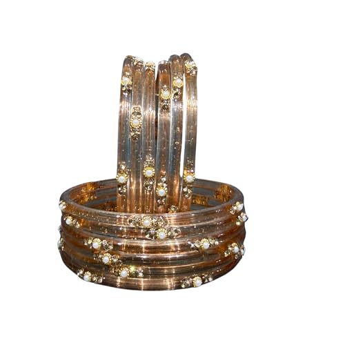 Image of SUNDRAM Women's Premium Fancy Glass Bangles for Women & Girls |with Zircon Gemstone Work & Charm| Traditional Ethnic Bangles Set of 12
