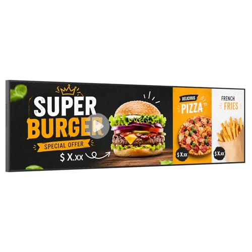 Image of 48.5 inch Digital Signage Display, Stretched Bar Monitor, 1000nits, Digital Menu Board & Message Board with Program Scroll for Restaurants, Retail, Free Cloud CMS( Slim 1.02 inch)