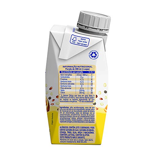 Bebida Láctea Quinoa Linhaça e Chia Sabor Maracujá, Pêssego e Laranja Piracanjuba 200ml