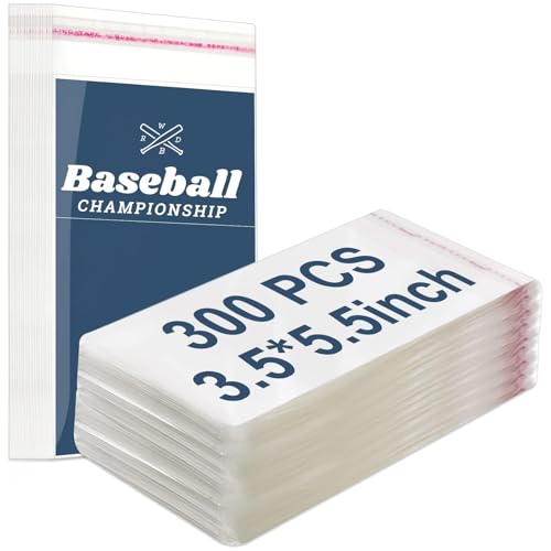 Lewtemi 300 Pcs Graded Card Sleeves Resealable Team Bags for Trading Cards Baseball Sports Slabs Holders Plastic Collectible Slabs Protection,3.5" x 5.5"