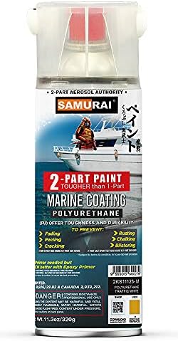 Spray Paint for Marine Samurai 2-Part Polyurethane marine Spray Paint with UV Resistant and Rust Resistant Paint repairing protection for sailboat hulls yacht boats and more (METALLIC GREY, Pack of 1 Can)