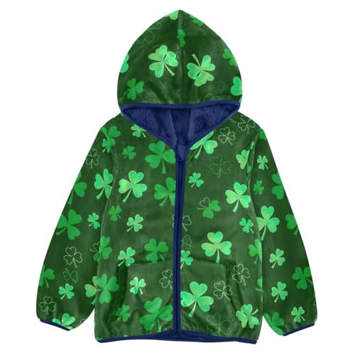 CHIFIGNO Green Shamrocks Toddler Boys Zip up Jacket, Soft Light Fleece Jacket 3T