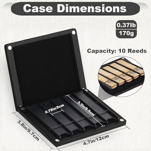 Kmise Wooden Reed Case with Magnetic Closure, Dual-Sided Storage Design, 10 Reed Capacity for Saxophone, Clarinet (Black) - Thumbnail 2