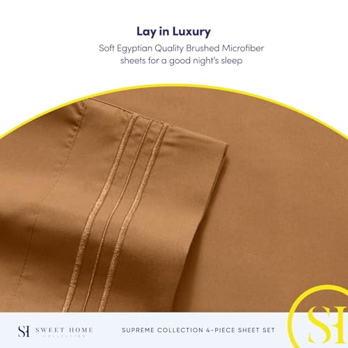 King Size Sheets - Breathable Luxury Bed Sheets with Full Elastic & Secure Corner Straps Built In - 1800 Supreme Collection Extra Soft Deep Pocket Bedding Set, Sheet Set, King, Mocha