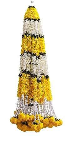 AFARZA; CHOICE GOOD FEEL GOOD Garland Toran for Door Entrance Bandarwal Festival Relegious Handmade Home Decoration Hanging 4 Pieces 5 Feet (White-Yellow)