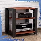 Comoda soluzione di stoccaggio: dotato di staffe laterali regolabili con fori per le viti preforati per una spaziatura degli scaffali personalizzabile, questo design aperto garantisce un flusso d'aria ottimale, evitando il surriscaldamento dei dispositivi elettronici. Perfetto per abbellire la casa o l'ufficio, questo scaffale versatile migliora sia la funzionalità che lo stile in qualsiasi spazio.
