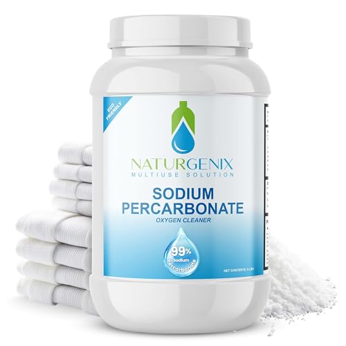 Naturgenix Sodium Percarbonate Powder 99% Purity - Oxygen Bleach, Hydrogen Peroxide Release Cleaner for Laundry, Dishwasher, Deodorizing & Stain Removal, Multi-Surface Use, Color-Safe (9 lbs)