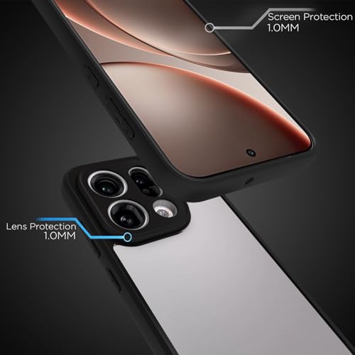 Image of RIGGEAR Shockproof Sleek Hybrid Armor Back Cover Case for Oppo Find X9 5G (Clear PC + Black TPU Bumper)