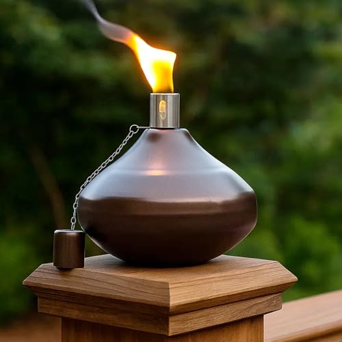Seraphic Citronella Torch Candles for Outdoor Patio and Deck - 30oz Large Table Top Stainless Steel Metal Burner Torches for Outside, Bronze Finish