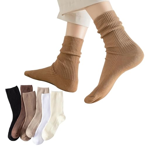 Womens Crew Socks Cotton Cute Long Casual Socks for Women 6 Pack