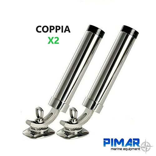 coppia di portacanne orientabili inox aisi 316 viti a scomparsa barca pesca