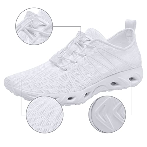 Racqua Women's Water Shoes Swim Barefoot Shoes Beach River Quick-Drying Pool Aqua Shoes White 8 #TOP5