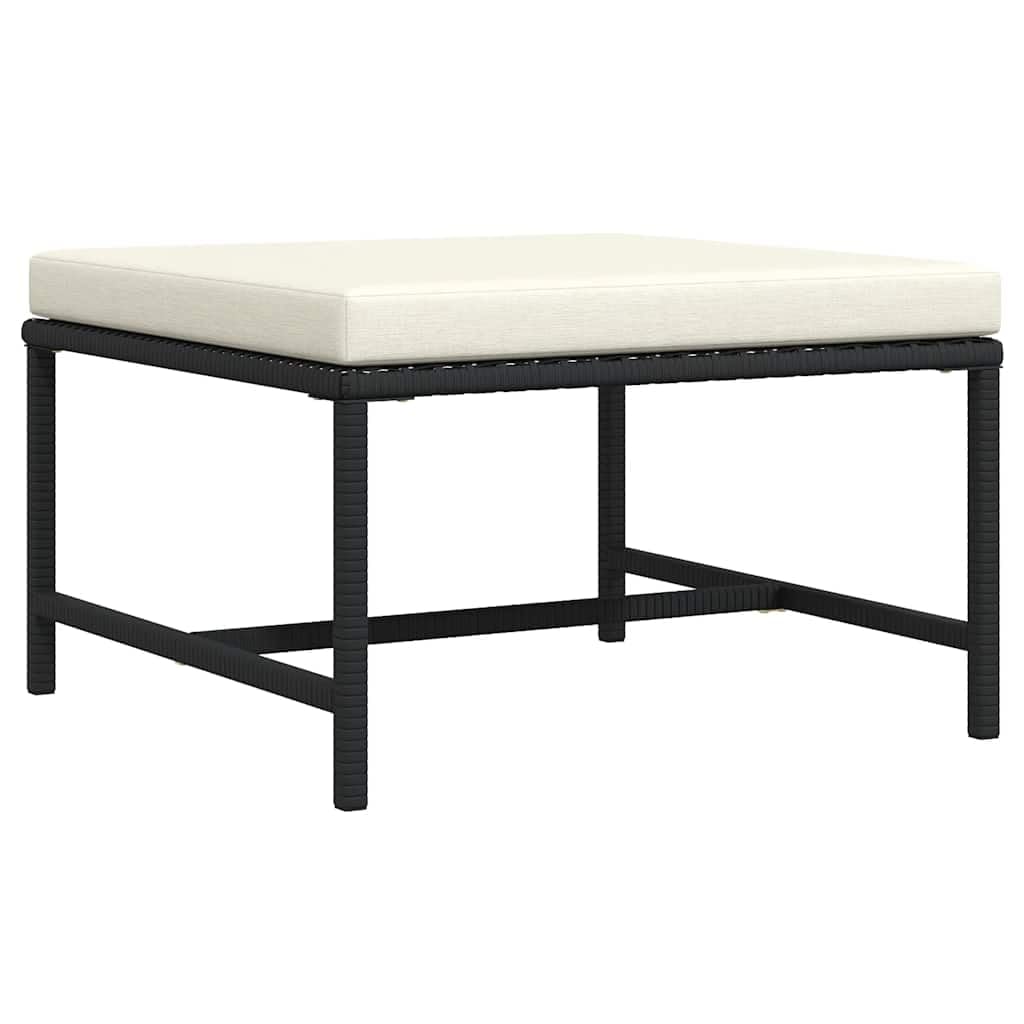 vidaXL Repose-Pied Sectionnel avec Coussin Patio Noir Résine Tressée