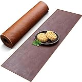 Double-Sided Faux Leather Table Runner, Brown & Coffee Reversible, Waterproof Heat Resistant Non-Slip Wipeable Oil-Proof Tablecloth, for Dining/Coffee/TV Stand/Dresser 13x72 inch