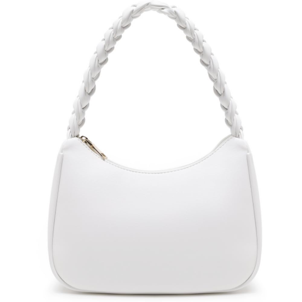 CYHTWSDJ Shoulder Bags for Women, Cute Hobo Tote Handbag Mini Clutch Purse with Zipper Closure (Braid White)
