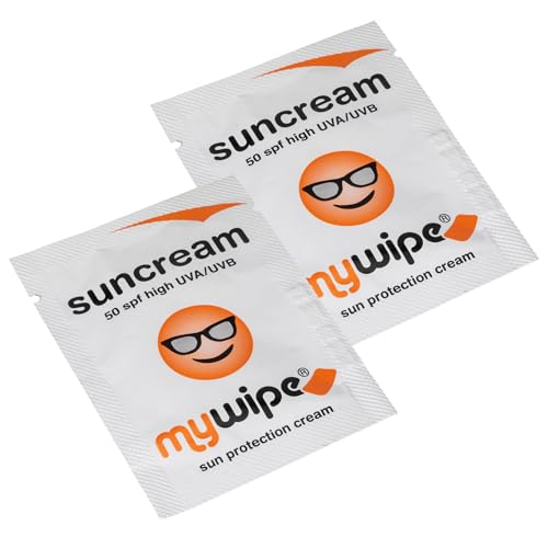 MYWIPE SPF 50 Sun Cream Sachets Single Use Pocket Size for Travel, Festivals, Cycling, Sun & Ski x 20
